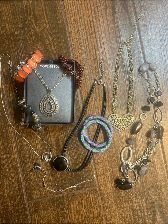 Covington Jewelry - Covington Multi-Necklace Set with Silver Teardrop Pendant and Colorful Accents